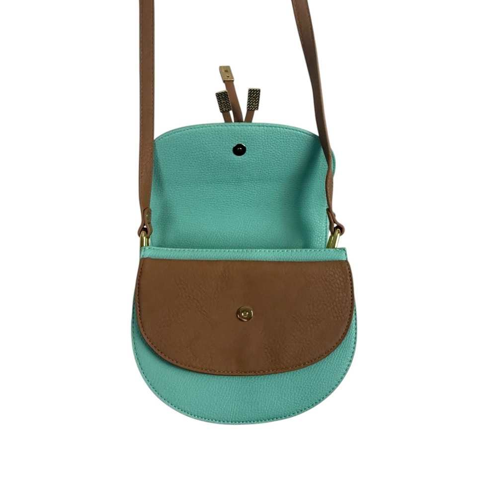 Charming Charlies Wonder Crossbody Bag Small Aquamarine Tan Tassel Saddle‎ Purse - Picture 4 of 10